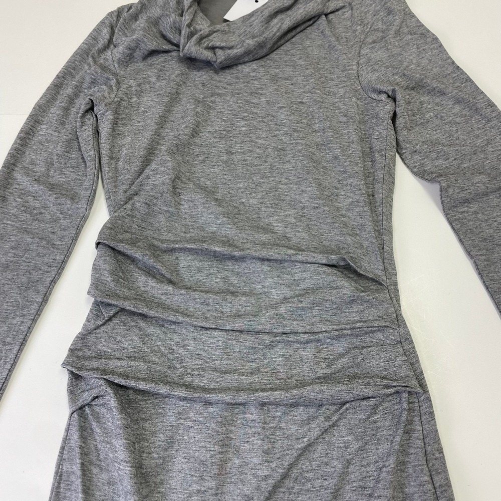 NEW Reiss Sara Ruched Bodycon Dress XS Grey Cowl Neck Wool Blend BusinessCasual - Picture 6 of 16
